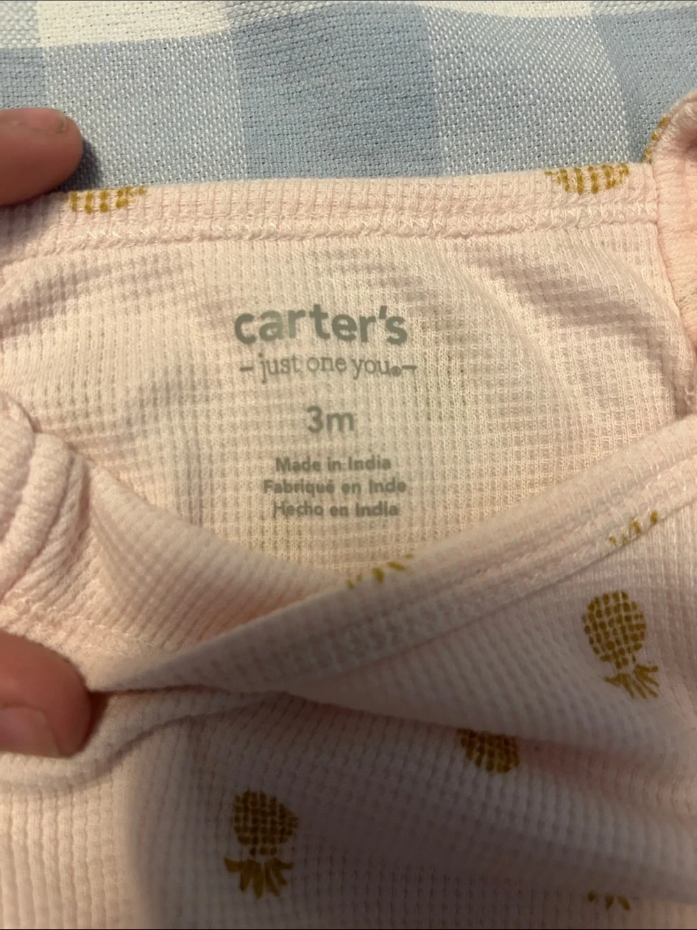 Carter's Light Pink Waffle Knit Pineapple Romper